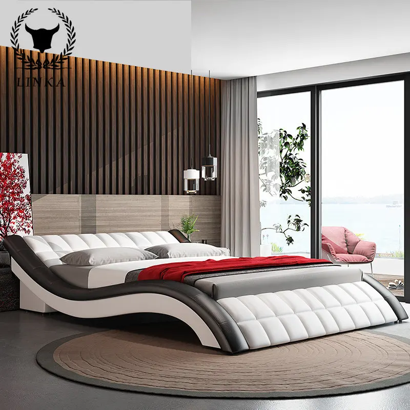 

Итальянская Минималистичная современная простая искусственная Роскошная спальня 1 м 8 кожаная кровать Lit 2 людям мебель с ящиком для хранения