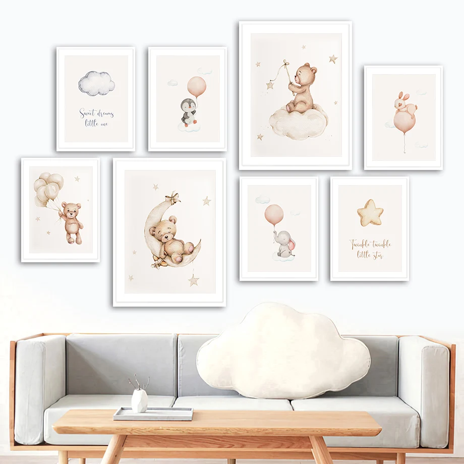 Bear Penguin Elephant Rabbit Balloon Moon Star Wall Art Canvas Painting And Prints Wall Nordic PostersPictures Kids Room Decor
Bear Penguin Elephant Rabbit Balloon Moon Star Wall Art Canvas Painting And Prints Wall Nordic PostersPictures Kids Room Decor