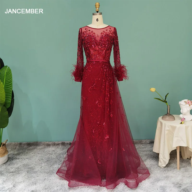 Perfect Hot Sale Mermaid Formal Occasion Evening Dresses For Women O-Neck Full Sleeves Feathers Belt Sequins Illusion SCZ102
Perfect Hot Sale Mermaid Formal Occasion Evening Dresses For Women O-Neck Full Sleeves Feathers Belt Sequins Illusion SCZ102