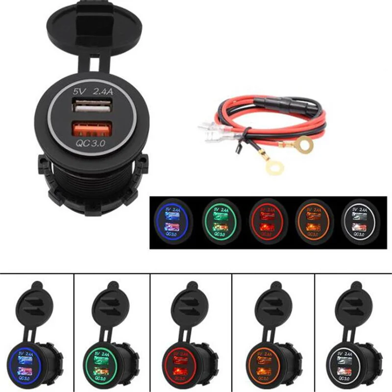 Car Quick Charger QC 3.0 Power Adapter Dual USB Vehicle DC 12 V-24 V Cigarette Socket Lighter 2 port +60CM Line 
Car Quick Charger QC 3.0 Power Adapter Dual USB Vehicle DC 12 V-24 V Cigarette Socket Lighter 2 port +60CM Line