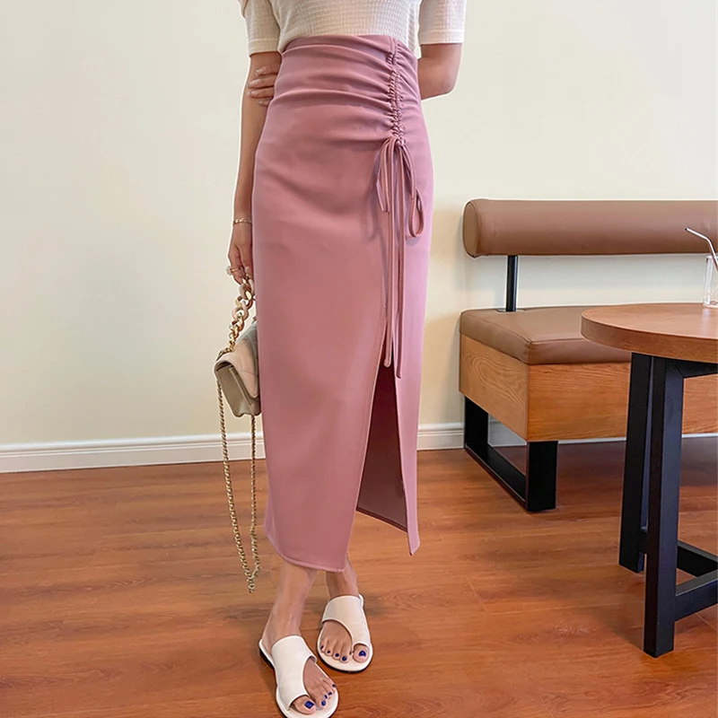 Folds Drawstring Pleated Skirt High Waist Women French Irregular Long Skirt Elegant Split Bodycon Sexy Skirts Aesthetic N363
Folds Drawstring Pleated Skirt High Waist Women French Irregular Long Skirt Elegant Split Bodycon Sexy Skirts Aesthetic N363