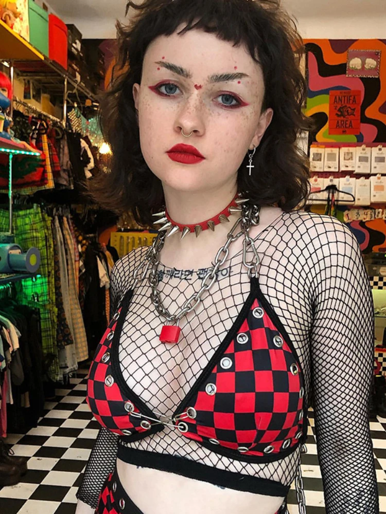 Гранж-панк стиль шахматный клетчатый Холтер короткий топ бюстгальтер уличная одежда с открытой спиной с ушками Сексуальная кофта готическ...
Гранж-панк стиль шахматный клетчатый Холтер короткий топ бюстгальтер уличная одежда с открытой спиной с ушками Сексуальная кофта готическ...