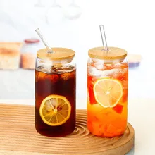 Coca Cola Cup Cold Drink Cup Glass Straw 500ml 600ml Glass Water Cup Juice Drink Cup Wooden Cap Water Cup