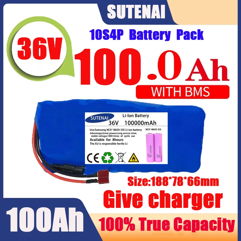 Original 36V battery 10S4P120Ah battery pack 500W high power battery 42V 120000mAh Ebike electric bike BMS+42V2A Charger
Original 36V battery 10S4P120Ah battery pack 500W high power battery 42V 120000mAh Ebike electric bike BMS+42V2A Charger