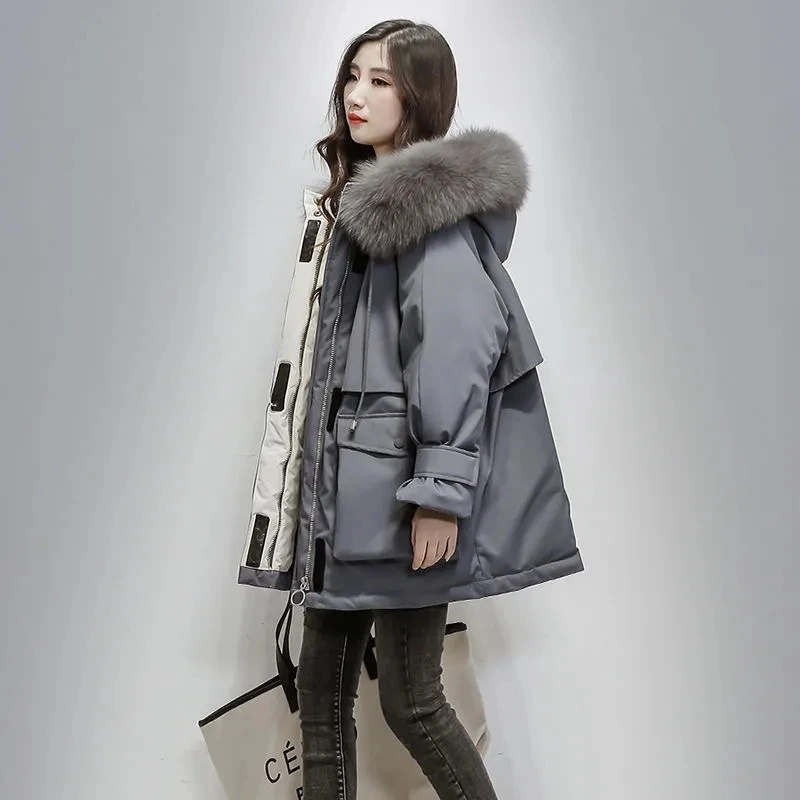 2023 New Women Winter Loose Cotton Coat Women Winter Fur Collar Parkas Coat Warm Thick Cotton Padded Coat Female Hooded Outwear
2023 New Women Winter Loose Cotton Coat Women Winter Fur Collar Parkas Coat Warm Thick Cotton Padded Coat Female Hooded Outwear