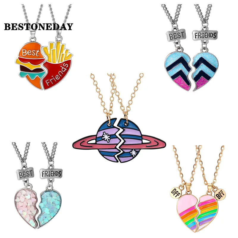 Fashion Best Friends Necklaces Sequin Heart Broken Stitching Pendant Chain BFF Friendship Jewelry Gifts for Girls Women 2Pcs/set
Fashion Best Friends Necklaces Sequin Heart Broken Stitching Pendant Chain BFF Friendship Jewelry Gifts for Girls Women 2Pcs/set