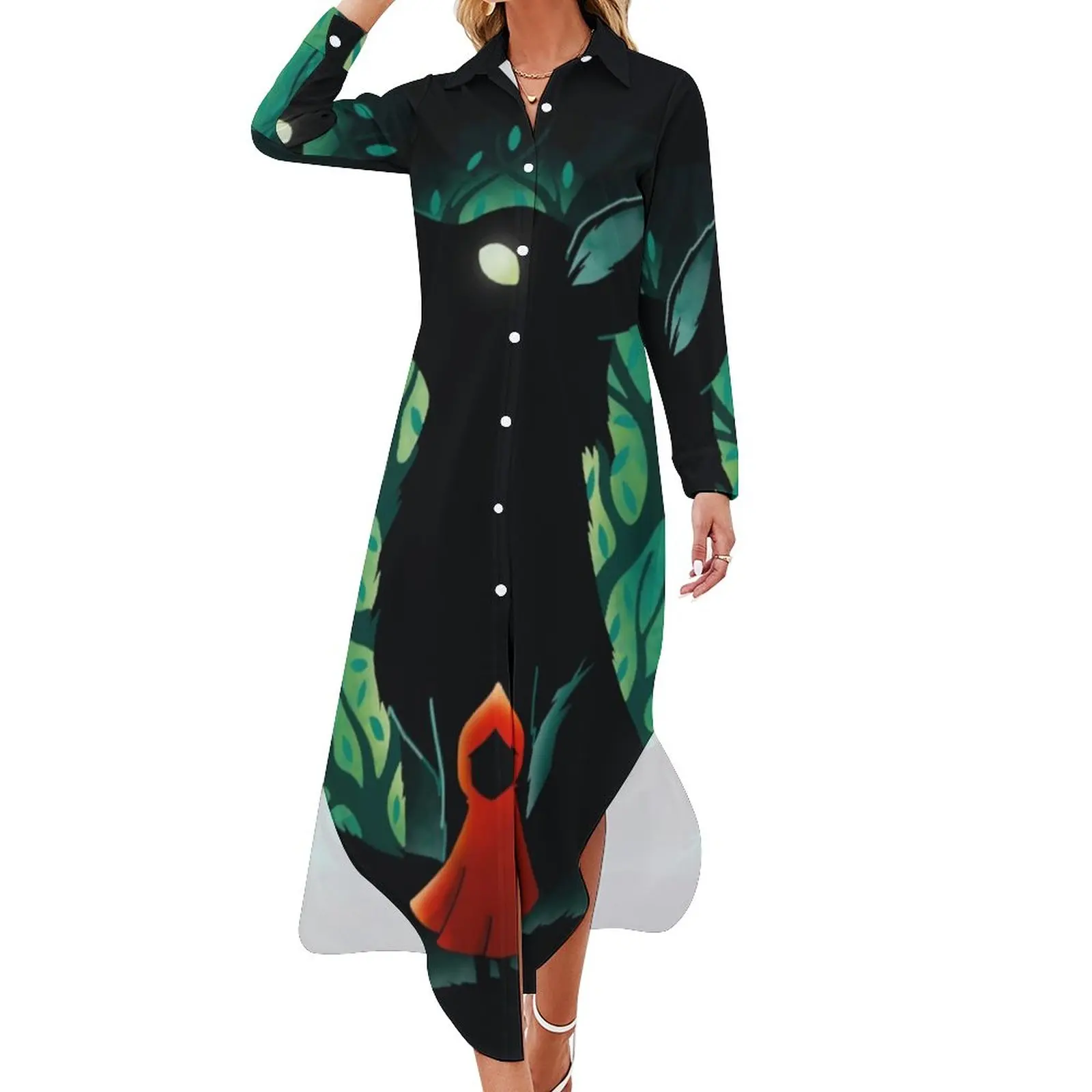 Wild Wolf Chiffon Dress Riding Hood Vintage Dresses Womens Long Sleeve Stylish V Neck Graphic Big Size Casual Dress 
Wild Wolf Chiffon Dress Riding Hood Vintage Dresses Womens Long Sleeve Stylish V Neck Graphic Big Size Casual Dress