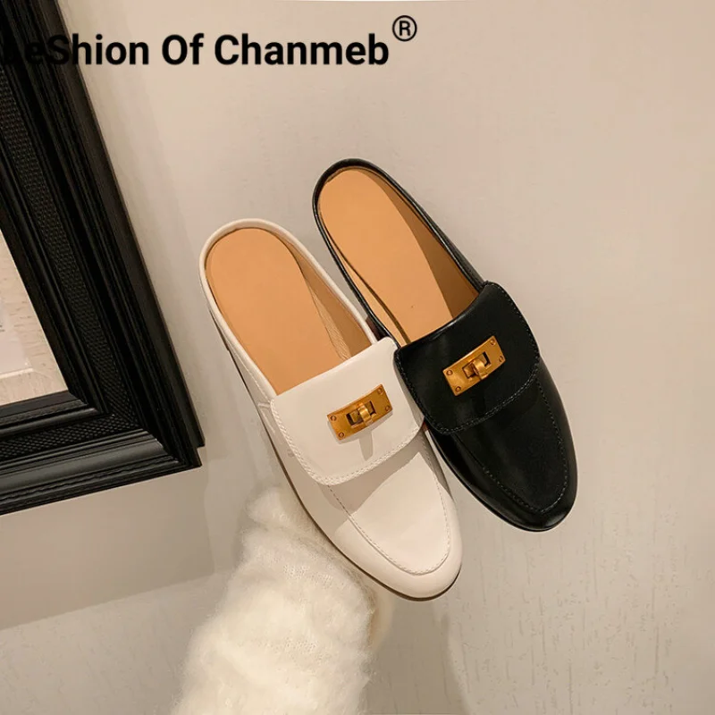 LeShion Of Chanmeb Women Genuine Leather Mules Brand Metal Lock Slip-on Flat Slippers Round Toe Lazy Shoe Lady Casual 2023 Daily
LeShion Of Chanmeb Women Genuine Leather Mules Brand Metal Lock Slip-on Flat Slippers Round Toe Lazy Shoe Lady Casual 2023 Daily