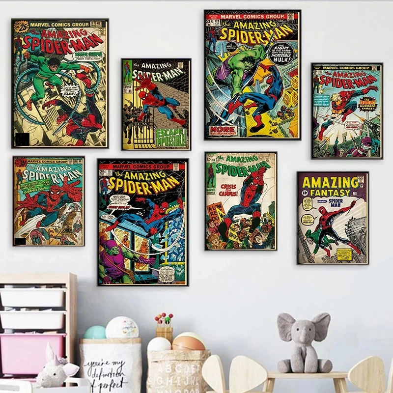 Spiderman Comics Canvas Paintings Superhero Character Retro Prints Marvel Posters Wall Art Modular Picture Kids Room Home Decor
Spiderman Comics Canvas Paintings Superhero Character Retro Prints Marvel Posters Wall Art Modular Picture Kids Room Home Decor