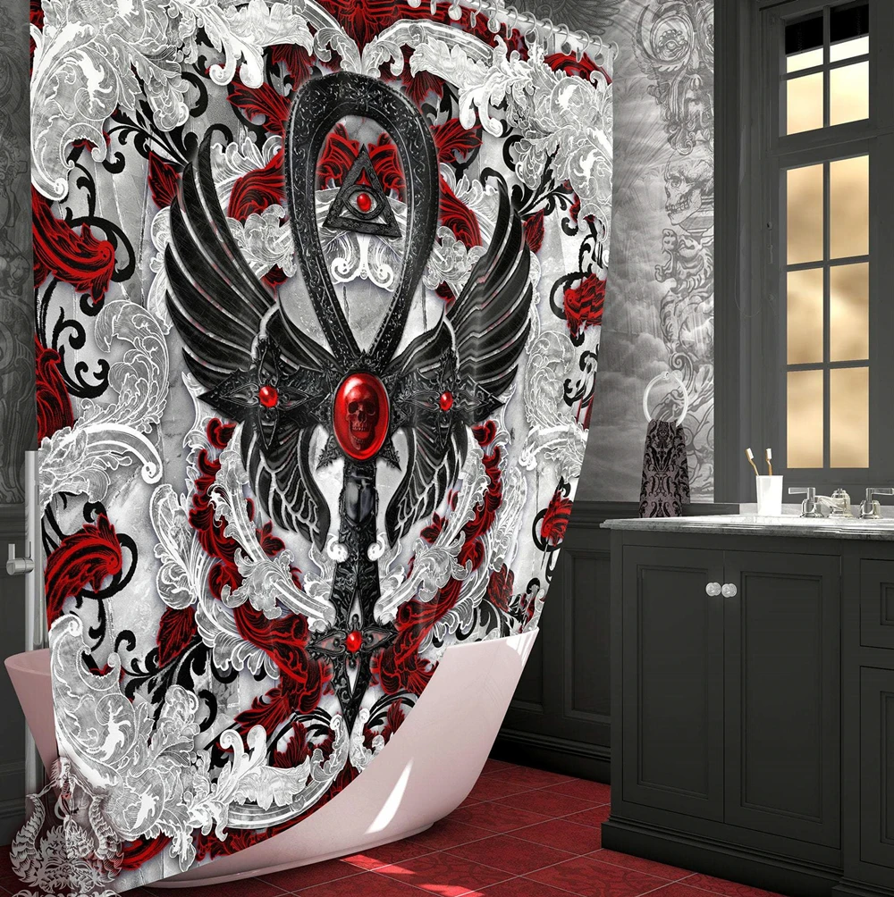 Goth Shower Curtain,Dark Ankh Gothic Occult Skull Skeleton Bathroom Curtains,Waterproof Fabric Bathtub Decor Sets Egyptian Cross
Goth Shower Curtain,Dark Ankh Gothic Occult Skull Skeleton Bathroom Curtains,Waterproof Fabric Bathtub Decor Sets Egyptian Cross