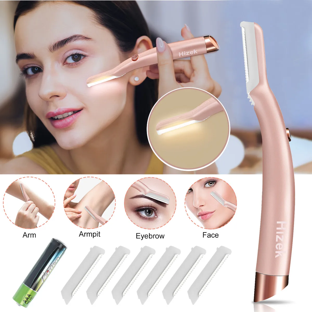 Бритва для удаления волос со светодиодсветодиодный подсветкой и 6 сменными лезвиями
Бритва для удаления волос со светодиодсветодиодный подсветкой и 6 сменными лезвиями