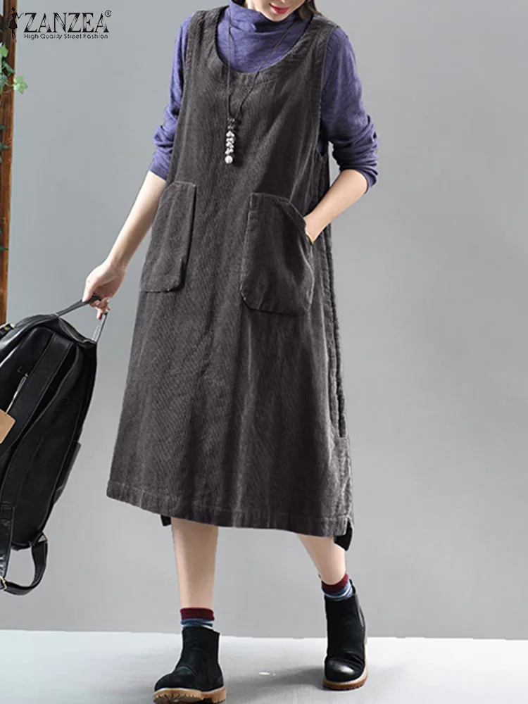 Платье ZANZEA женское вельветовое, стильный Повседневный сарафан без рукавов, на бретелях, с круглым вырезом, на осень
Платье ZANZEA женское вельветовое, стильный Повседневный сарафан без рукавов, на бретелях, с круглым вырезом, на осень