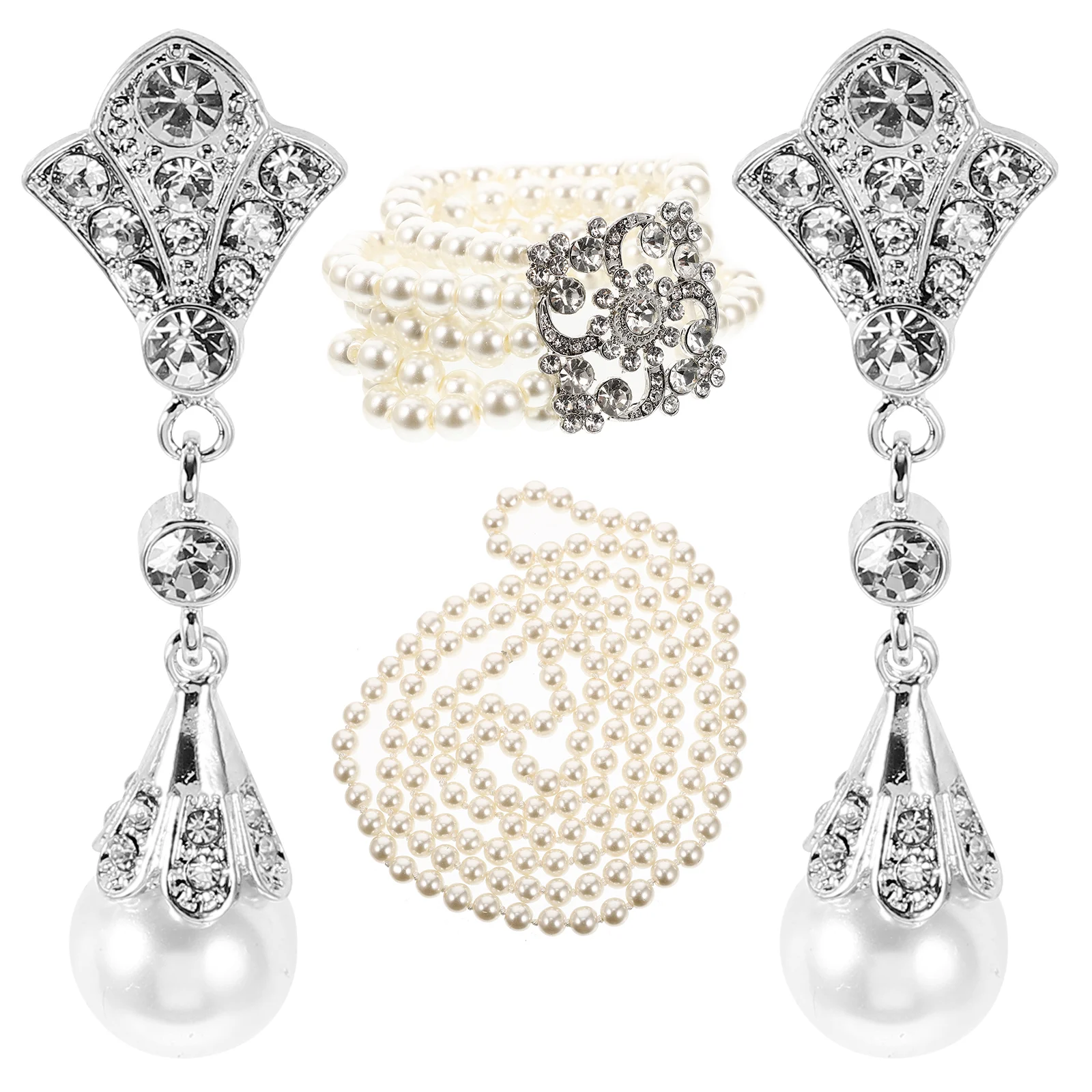 1 Set Pearl Jewelry Set Faux Pearl Dangle Earrings Necklace Layered Bracelet Set for Women
1 Set Pearl Jewelry Set Faux Pearl Dangle Earrings Necklace Layered Bracelet Set for Women