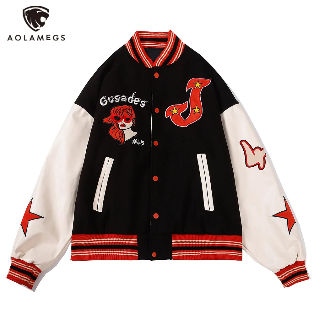 Aolamegs Men's Baggy Jacket Abstract Sexy Woman Embroidery Splicing Hip Hop Single Breasted Coat High Street Couple Streetwear 
Aolamegs Men's Baggy Jacket Abstract Sexy Woman Embroidery Splicing Hip Hop Single Breasted Coat High Street Couple Streetwear