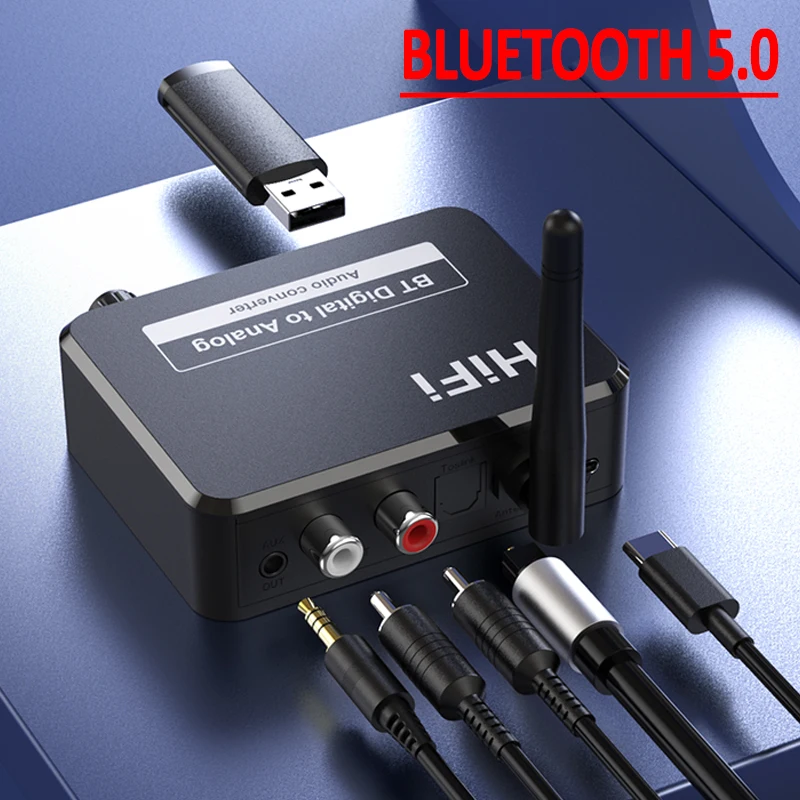 Digital to Analog Audio DAC Converter Spdif Optical Fiber Signal to 3.5MM 3.5 AUX 2 RCA Amplifier Decoder Bluetooth 5.0 Receiver
Digital to Analog Audio DAC Converter Spdif Optical Fiber Signal to 3.5MM 3.5 AUX 2 RCA Amplifier Decoder Bluetooth 5.0 Receiver