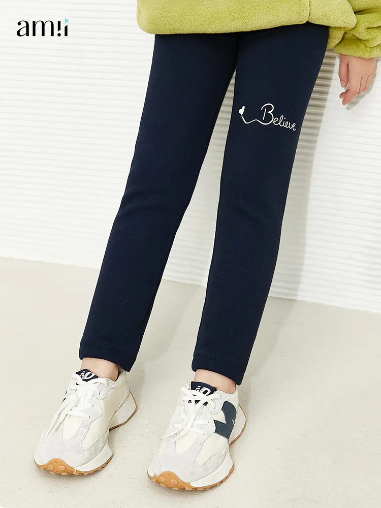 

amii kids Girls Leggings Winter Thicken Casual Pants Children Printed Trousers Knit Leggings Teenager Girls Bottoms 22120103