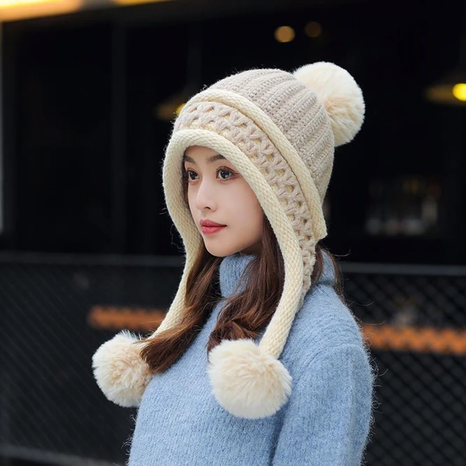 Осенне-зимняя шапка для защиты ушей, женская теплая вязаная шапка Baotou для девушек, милая шапка для улицы, Корейская, японская, Студенческая, бежевая 
Осенне-зимняя шапка для защиты ушей, женская теплая вязаная шапка Baotou для девушек, милая шапка для улицы, Корейская, японская, Студенческая, бежевая
