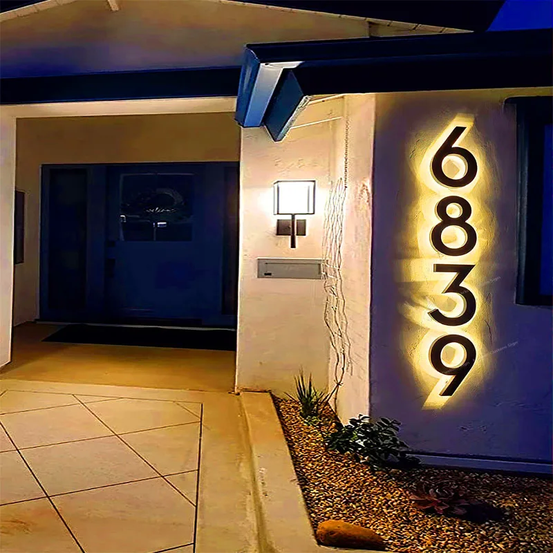 Outdoor Waterproof House Number Light Sign Stainless Steel 3D Led Illumilous Light House Numbers Address Numbers Led Door Plate 
Outdoor Waterproof House Number Light Sign Stainless Steel 3D Led Illumilous Light House Numbers Address Numbers Led Door Plate