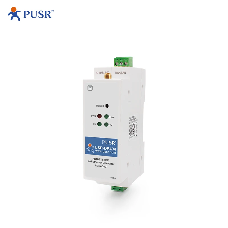 PUSR USR-DR404 1 port Din Rail Modbus RTU to TCP RS485 Serial to WiFi to Ethernet converters
PUSR USR-DR404 1 port Din Rail Modbus RTU to TCP RS485 Serial to WiFi to Ethernet converters