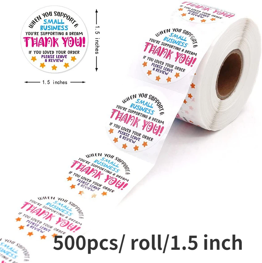 

500pcs/1.5inch Thank You Stickers Please Leave a Review with Colour Design Stickers Handmade Business Gift Packaging Seal labels