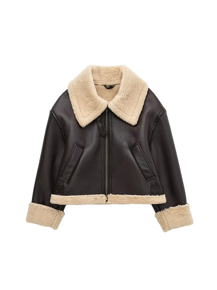 Winter 2023 Women Jacket Coats Faux Shearling Sheepskin Coat Retro Motorcycle Jacket Fleece Woman Jackets Outerwear Tops
Winter 2023 Women Jacket Coats Faux Shearling Sheepskin Coat Retro Motorcycle Jacket Fleece Woman Jackets Outerwear Tops