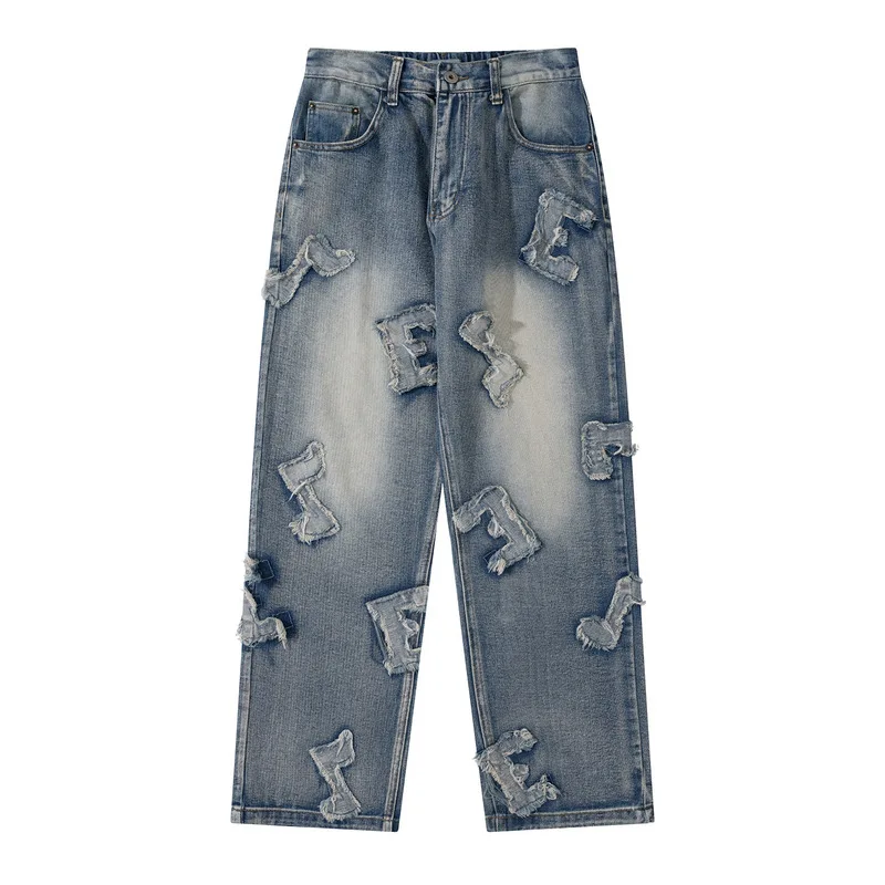 2022 Letter Patch Embroidery Elastic Waist Hip Hop Men Straight Jeans Trousers Retro Washed Oversize Denim Pants Pantalon Homme
2022 Letter Patch Embroidery Elastic Waist Hip Hop Men Straight Jeans Trousers Retro Washed Oversize Denim Pants Pantalon Homme