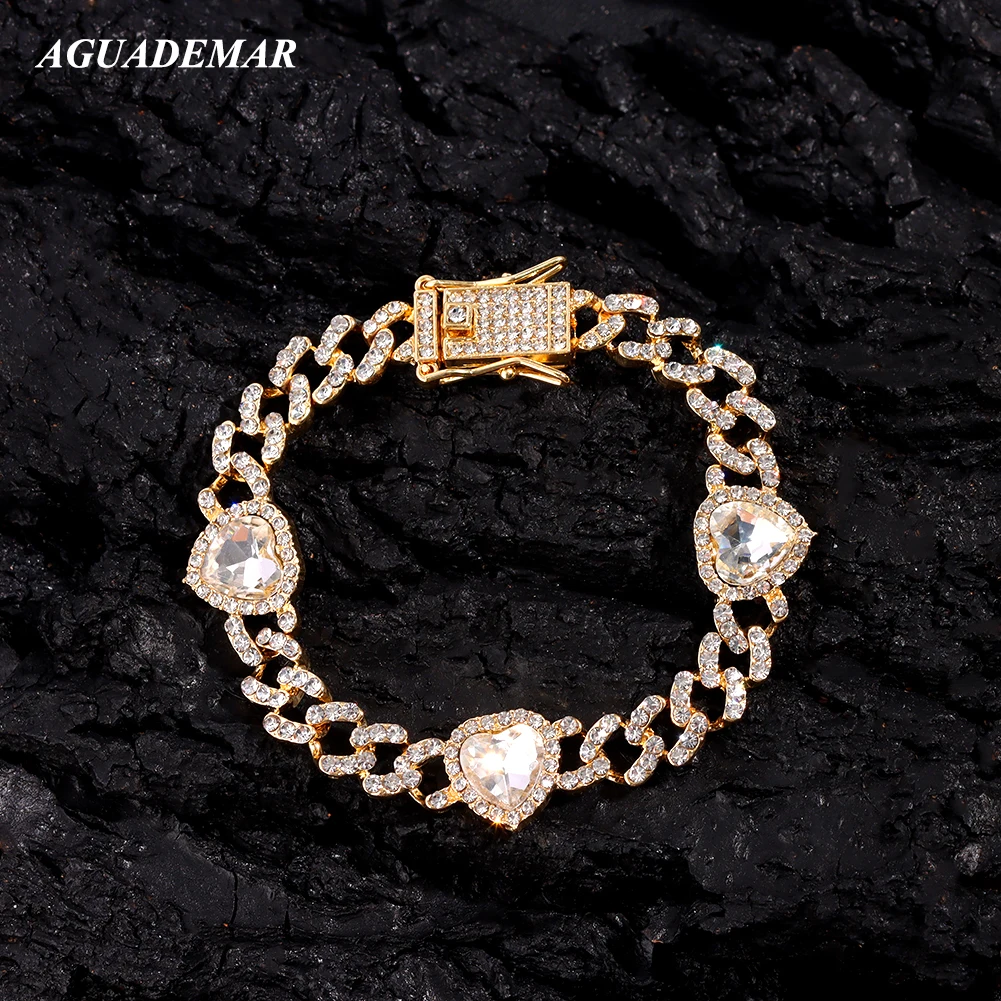 Iced Out Crystal Heart Cuban Chain Bracelet For Women Bling AAA Rhinestones Cuban Link Chain Bracelets On Hand Hip Hop Jewellery
Iced Out Crystal Heart Cuban Chain Bracelet For Women Bling AAA Rhinestones Cuban Link Chain Bracelets On Hand Hip Hop Jewellery