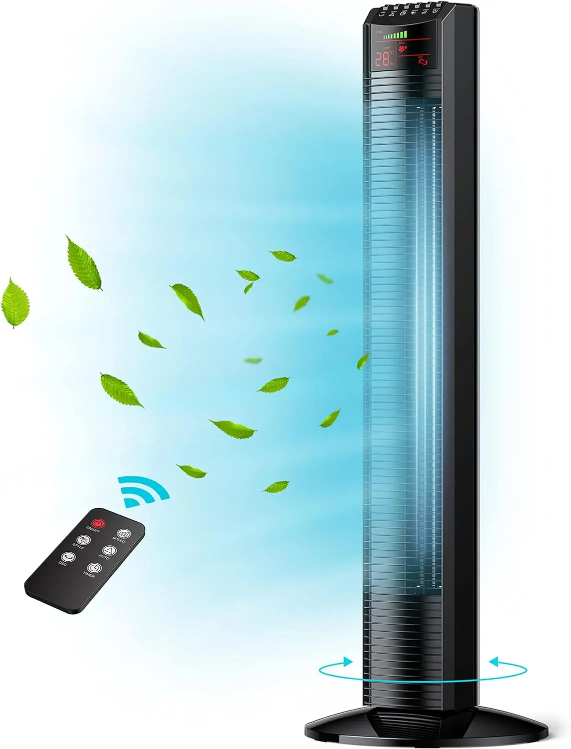 36\u201D Oscillating Fan with Remote, 3 Speed Settings & 3 Modes, Bladeless Fans with Auto-Temp Detection, LED Display, 12H
36\u201D Oscillating Fan with Remote, 3 Speed Settings & 3 Modes, Bladeless Fans with Auto-Temp Detection, LED Display, 12H