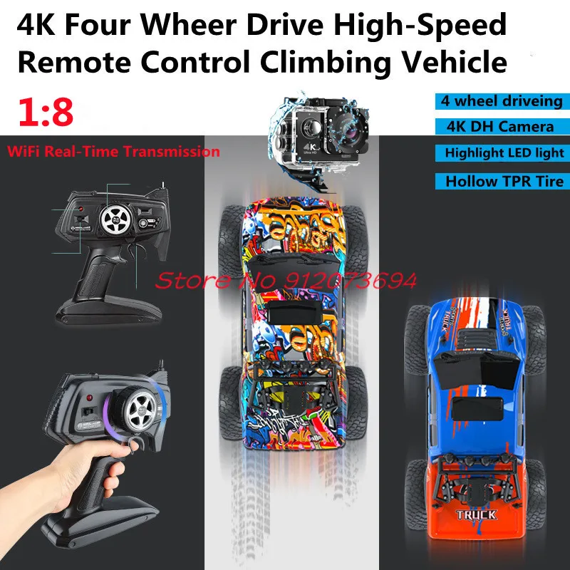 1: 8 Large 4K HD Camera Remote Control Car 2.4G WIFI FPV 45 ° Climbing Cool LED lighting 4 Wheel Drive TPR Tires RC Truck Toy
1: 8 Large 4K HD Camera Remote Control Car 2.4G WIFI FPV 45 ° Climbing Cool LED lighting 4 Wheel Drive TPR Tires RC Truck Toy