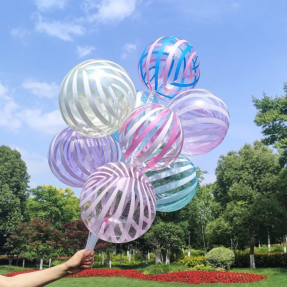 

5pcs 18inch Transparent Bobo Balloon Color Striped Bubble Balloons Birthday Party Wedding Decoration Baby Shower Helium Globos