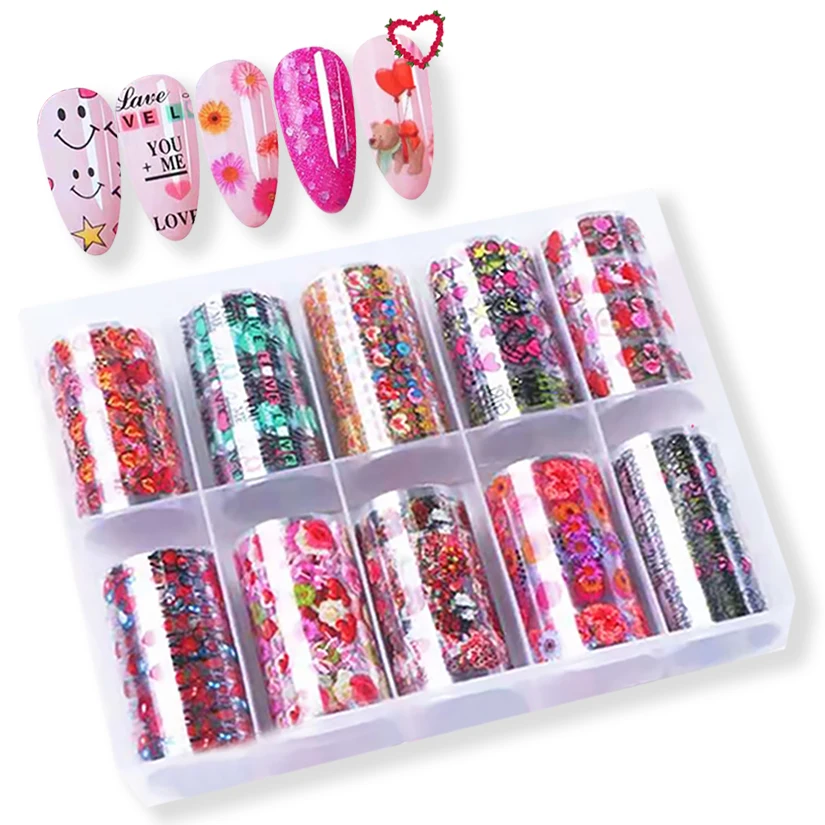 10Pcs Nail Foils Transfer Sticker for Nail Art Starry Sky Paper Love Heart Flower Print Manicure Nail Design Charme Decorations
10Pcs Nail Foils Transfer Sticker for Nail Art Starry Sky Paper Love Heart Flower Print Manicure Nail Design Charme Decorations