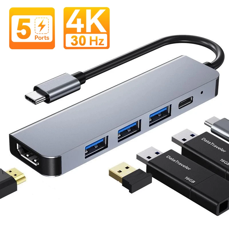 USB C HUB 4K 30Hz Type C to HDMI-compatible USB 3.0 Adapter PD87W USB C Docking Station USB Splitter for MacBook Air M1 iPad Pro
USB C HUB 4K 30Hz Type C to HDMI-compatible USB 3.0 Adapter PD87W USB C Docking Station USB Splitter for MacBook Air M1 iPad Pro