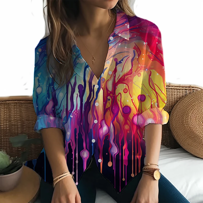 2023 New Women's Fashion and Fashion Long Sleeved Shirts Dazzling Colorful Tie Dyed 3D Printed Shirts Street Fashion Shirts
2023 New Women's Fashion and Fashion Long Sleeved Shirts Dazzling Colorful Tie Dyed 3D Printed Shirts Street Fashion Shirts