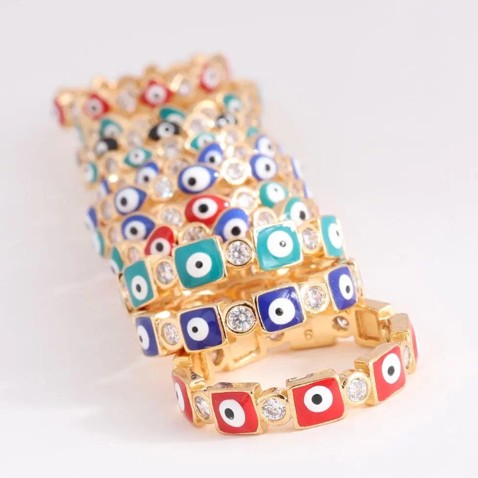 Gold-Plated Turkish Evil Eye Zircon Ring Ojo Turco High Quality Personalized Women Men Ring Jewelry
Gold-Plated Turkish Evil Eye Zircon Ring Ojo Turco High Quality Personalized Women Men Ring Jewelry