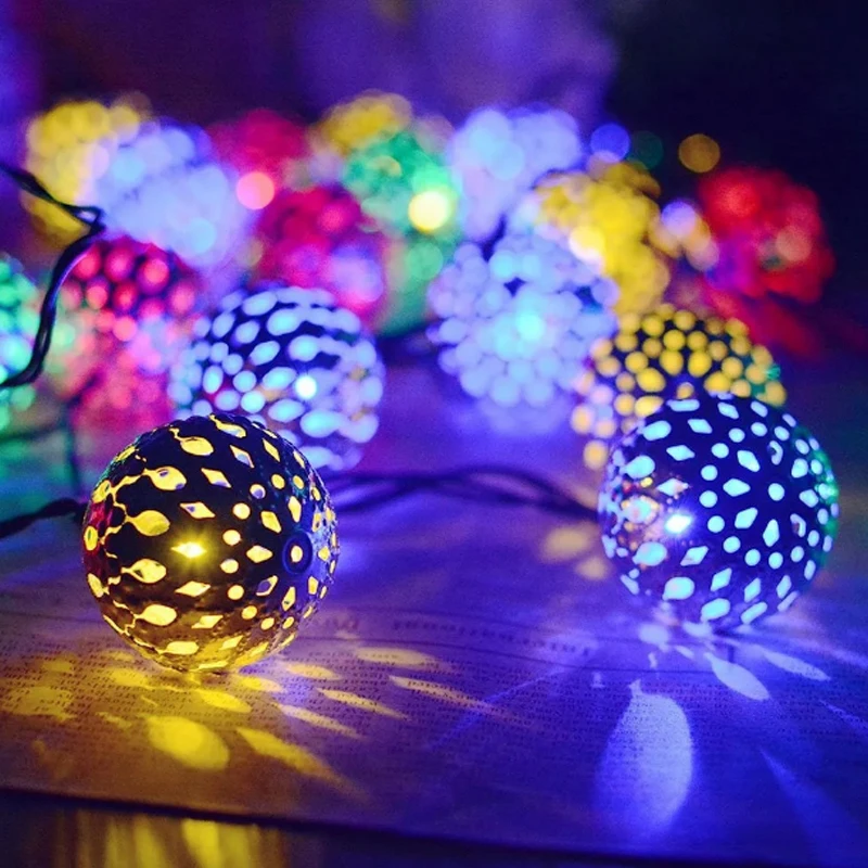 3M 30 Lights Holiday Party String Light Bedroom Wrought Iron Hollow Moroccan Ball Lamp Decoration Living Room Wall Decora Lights 
3M 30 Lights Holiday Party String Light Bedroom Wrought Iron Hollow Moroccan Ball Lamp Decoration Living Room Wall Decora Lights
