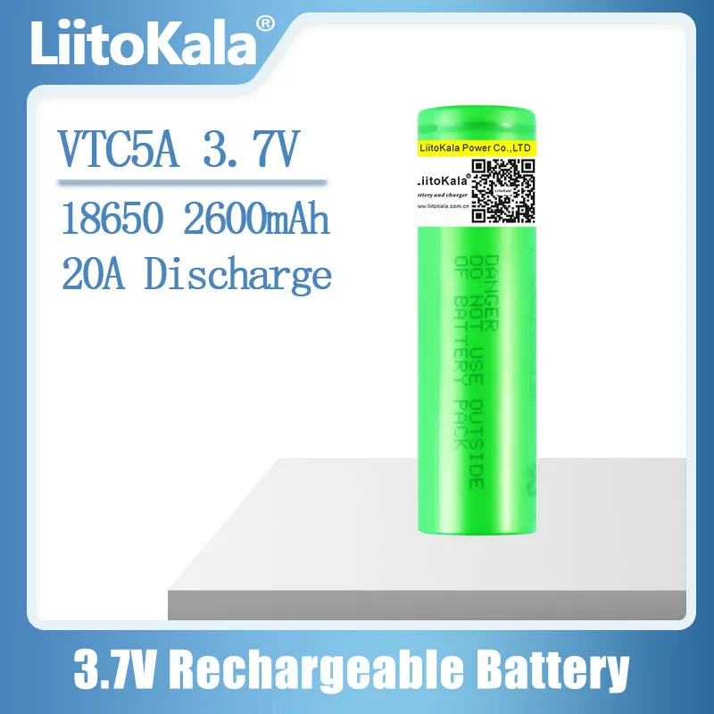 Перезаряжаемая литий-ионная батарея liitokala 3,7 V 2600mAh VTC5A 18650 Akku US18650VTC5A 35A, игрушечный фонарик
Перезаряжаемая литий-ионная батарея liitokala 3,7 V 2600mAh VTC5A 18650 Akku US18650VTC5A 35A, игрушечный фонарик
