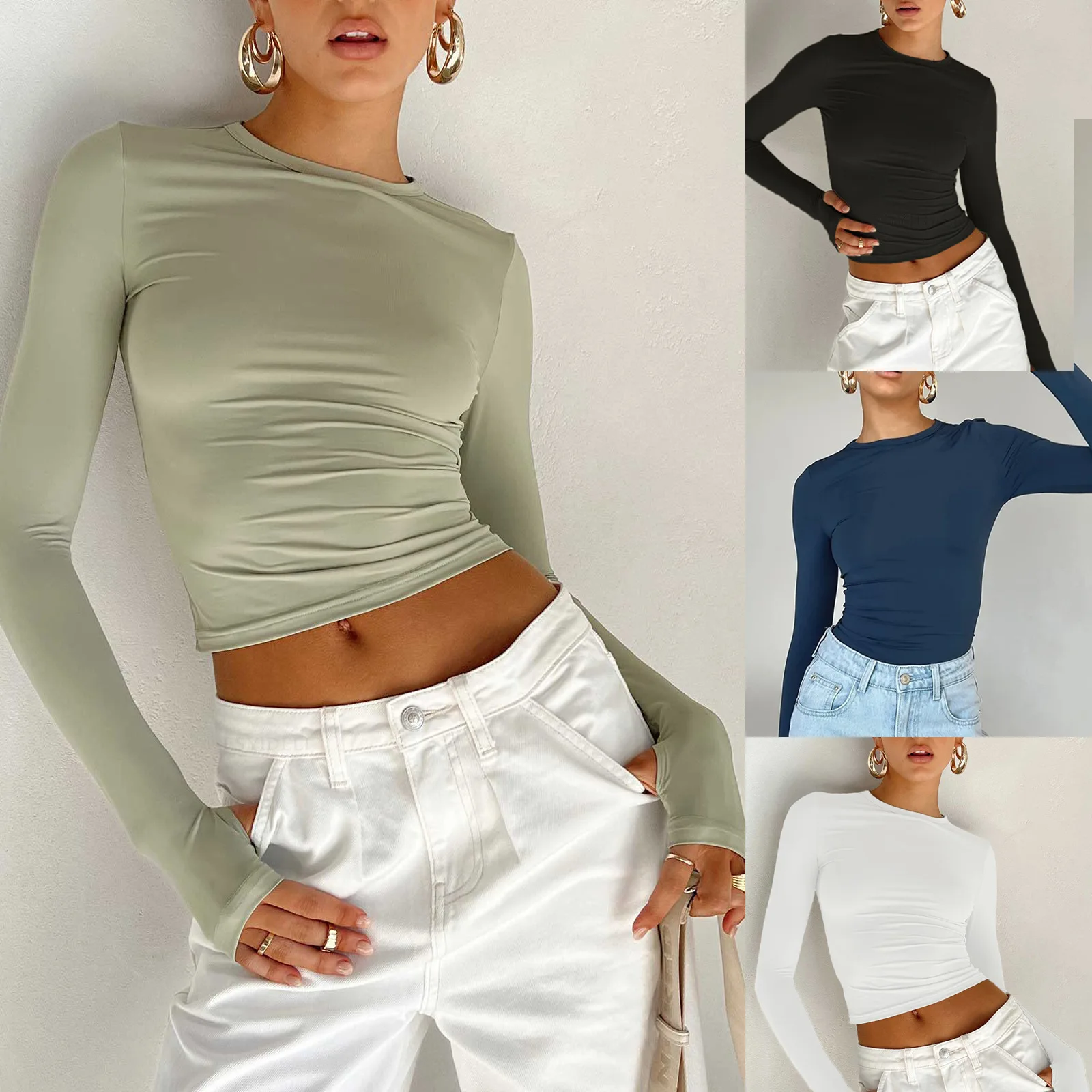 Sutimine Y2k New Women's Solid Color Backed Round Neck T-shirt Spicy Girl Slim Fit Show Thin Spring and Autumn Long Sleeve Top
Sutimine Y2k New Women's Solid Color Backed Round Neck T-shirt Spicy Girl Slim Fit Show Thin Spring and Autumn Long Sleeve Top