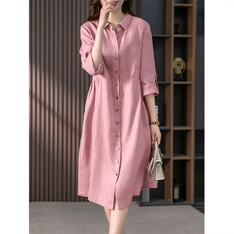Summer Cotton Linen Dresses Women Casual Loose Short Sleeve Solid Midi Dress Elegant Daily Pockets Oversize A-line Vestidos Q215
Summer Cotton Linen Dresses Women Casual Loose Short Sleeve Solid Midi Dress Elegant Daily Pockets Oversize A-line Vestidos Q215