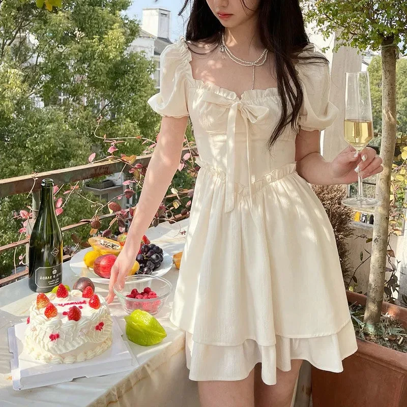 Short Pary Dress Lolita Kawaii Clothing Casual Elegant Mini Dress Women Vintage One Piece Dress Korean Summer Female
Short Pary Dress Lolita Kawaii Clothing Casual Elegant Mini Dress Women Vintage One Piece Dress Korean Summer Female