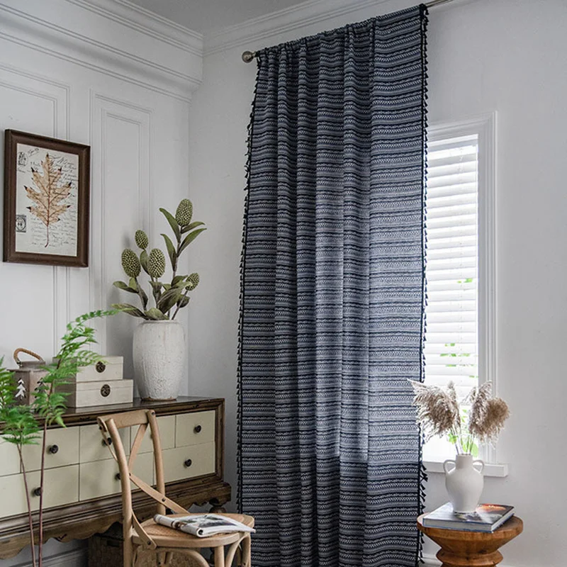 Yaapeet Vintage Striped Jacquard Curtain Panels Tassels Rod Pockets Room Darkening Geometric Pattern Window Drapes One Panel
Yaapeet Vintage Striped Jacquard Curtain Panels Tassels Rod Pockets Room Darkening Geometric Pattern Window Drapes One Panel