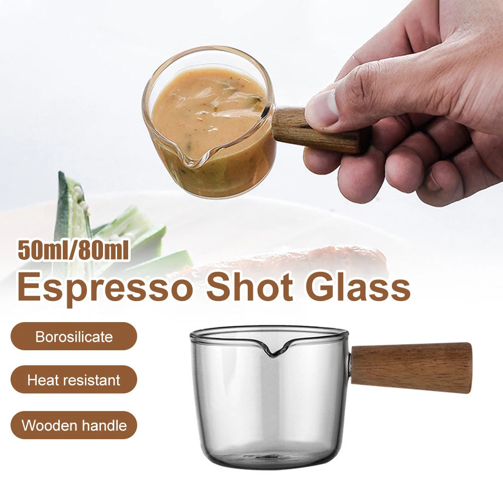 50ml/80ml Glass Milk Cup Espresso Measuring Cup With Wooden Handle Heat Resistant Clear Coffee Shot Glass Home Kitchen Cups
50ml/80ml Glass Milk Cup Espresso Measuring Cup With Wooden Handle Heat Resistant Clear Coffee Shot Glass Home Kitchen Cups