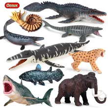 Prehistoric Savage Animals Megalodon Shark Mosasaurus Dunkleosteus Mammoth Coelacanth Tiger Action Figures Model Kids Toys