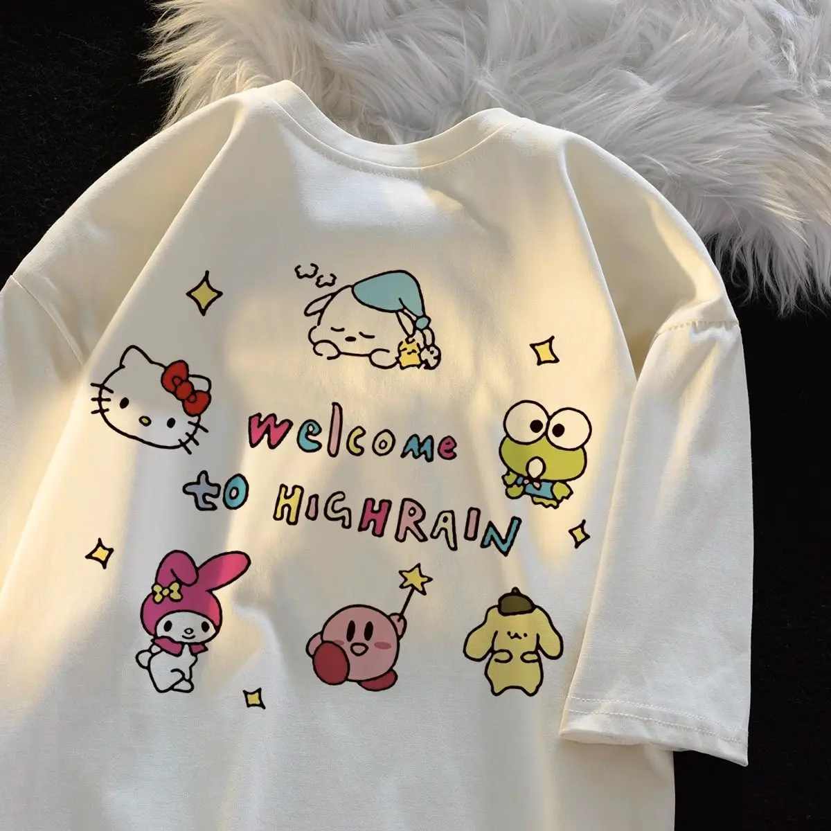 Kawaii летняя хлопковая Футболка для девочек Sanrios с коротким рукавом Новинка мультяшный принт милый Свободный Топ подарок для детей
Kawaii летняя хлопковая Футболка для девочек Sanrios с коротким рукавом Новинка мультяшный принт милый Свободный Топ подарок для детей