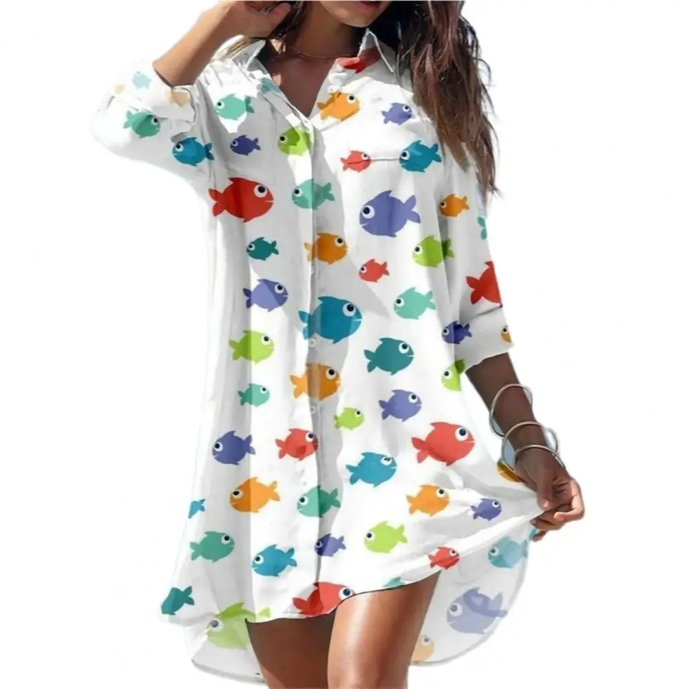 Spring Single Breasted Button Shirt Dress Women Fashion Print Single Breasted Spring Summer Temperament Loose-fitting Mini Dress
Spring Single Breasted Button Shirt Dress Women Fashion Print Single Breasted Spring Summer Temperament Loose-fitting Mini Dress