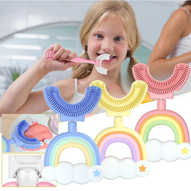 

1PC Children U-shape Toothbrush Soft Rainbow Infant Tooth Teeth Clean Brush 360° Thorough Cleaning Baby Oral Health Care
