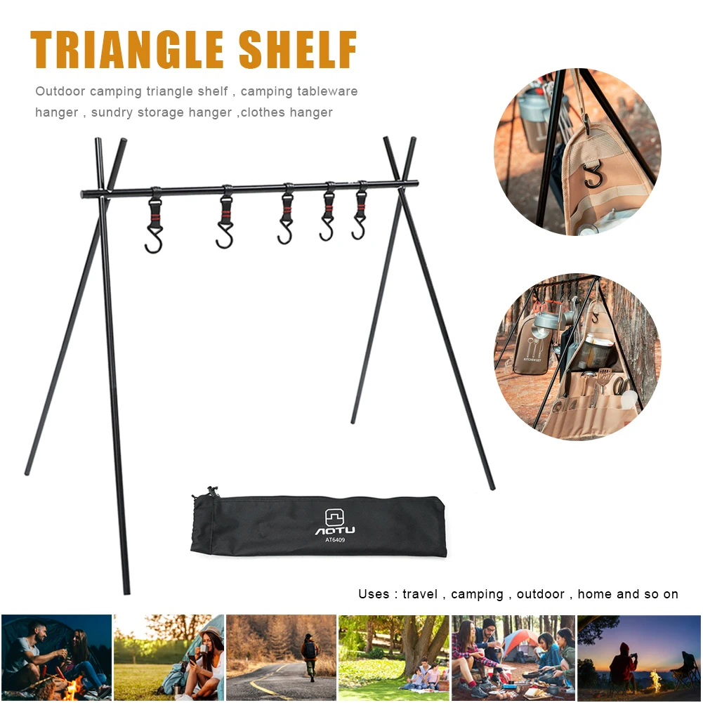 Outdoor Triangle Rack Cooking Cookware Hanging Rack Foldable Aluminum Alloy Clothes Stand Hanger With Hooks For Camping BBQ
Outdoor Triangle Rack Cooking Cookware Hanging Rack Foldable Aluminum Alloy Clothes Stand Hanger With Hooks For Camping BBQ
