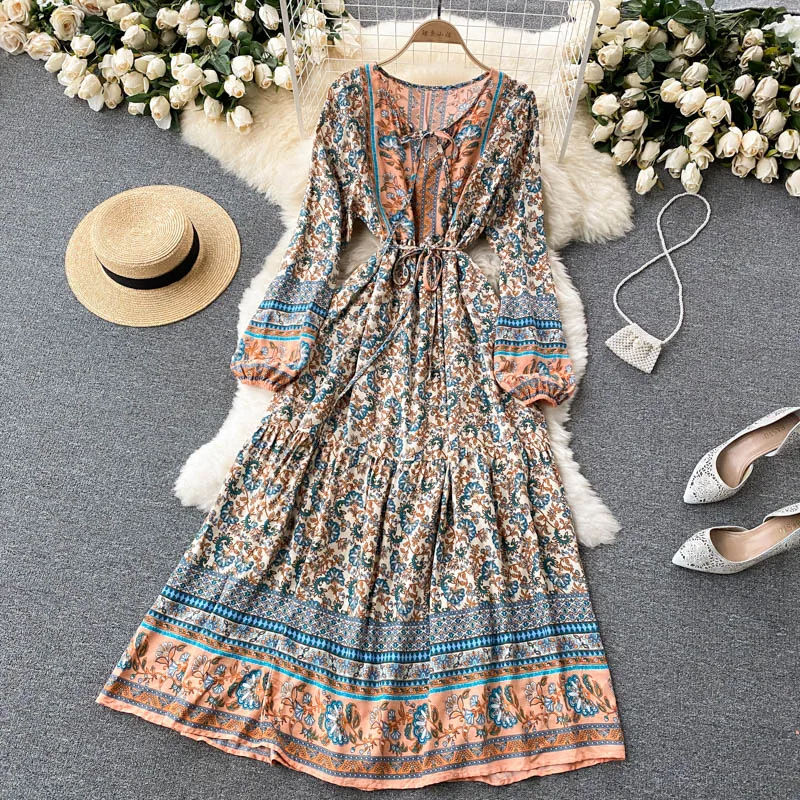 FTLZZ Spring Autumn Women Vintage O-neck Puff Sleeve Sleeve Dress Casual Bohemia Floral Print Long Dress Sash Tie Up Dress
FTLZZ Spring Autumn Women Vintage O-neck Puff Sleeve Sleeve Dress Casual Bohemia Floral Print Long Dress Sash Tie Up Dress