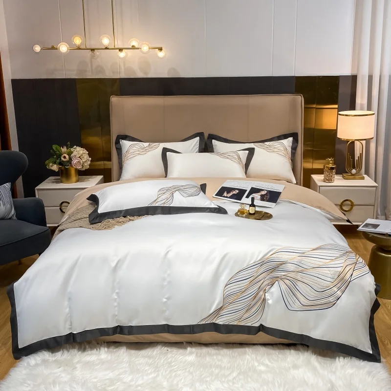 Irregular Stripe Embroidery Washed Silk And Cotton Bedding Set Soft Silky Quilt/Duvet Cover Bed Linen Fitted Sheet Pillowcases
Irregular Stripe Embroidery Washed Silk And Cotton Bedding Set Soft Silky Quilt/Duvet Cover Bed Linen Fitted Sheet Pillowcases