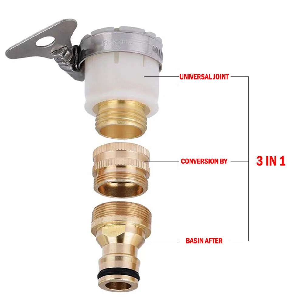 Durable Faucet Adapter Tap Connector Dishwashers Fitting Garden Mixer Washing Machines Water Hose White&Gold 1 Set
Durable Faucet Adapter Tap Connector Dishwashers Fitting Garden Mixer Washing Machines Water Hose White&Gold 1 Set