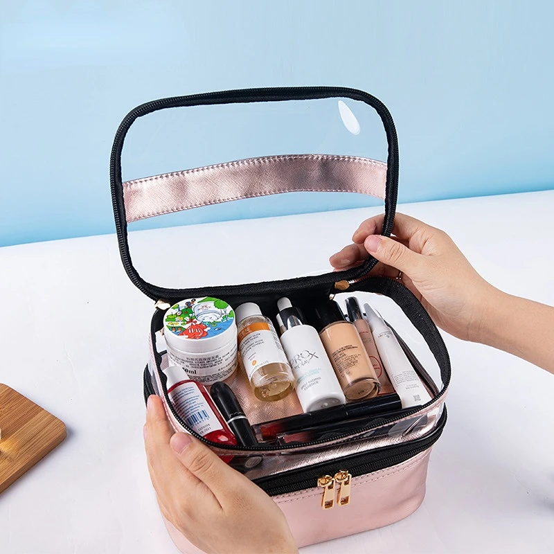 Metallic Pink Transparent Double-layer Cosmetic Bag Multifunctional Portable Wash Bag Waterproof Storage Bag Zipper Pouch
Metallic Pink Transparent Double-layer Cosmetic Bag Multifunctional Portable Wash Bag Waterproof Storage Bag Zipper Pouch
